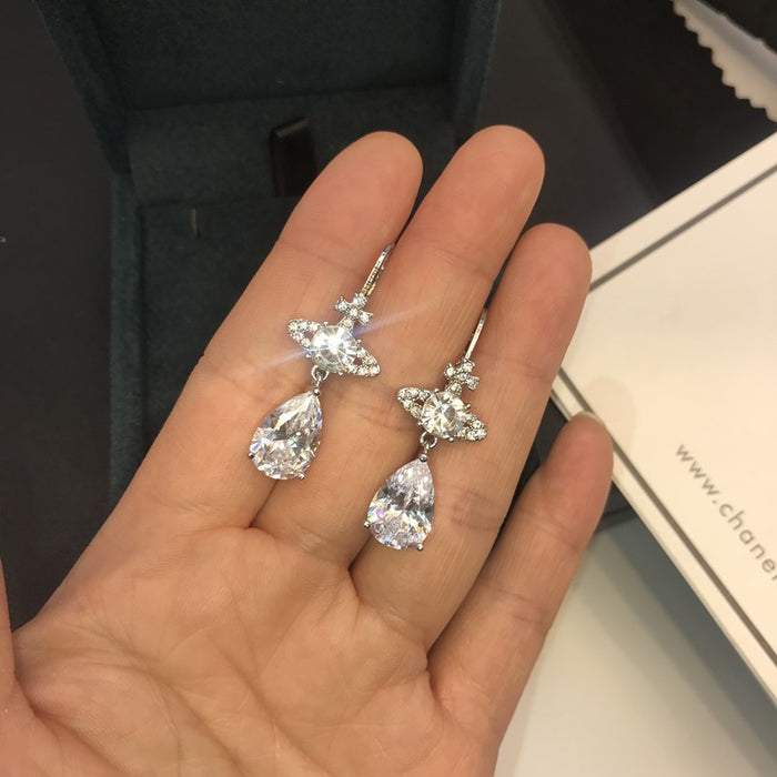 Jewelry WholesaleWholesale  Vivianne WESTWOOK  Saturn Planet shape diamond-encrusted zircon earrings JDC-ES-LuoE005 Earrings 珞儿 %variant_option1% %variant_option2% %variant_option3%  Factory Price JoyasDeChina Joyas De China