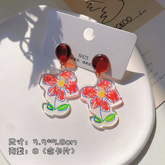 Jewelry WholesaleWholesale geometric candy color graffiti embossed stud stud earrings MOQ≥2 JDC-ES-XiaY002 Earrings 夏樱 %variant_option1% %variant_option2% %variant_option3%  Factory Price JoyasDeChina Joyas De China