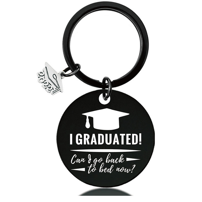 Jewelry WholesaleWholesale Graduation Season Gift Stainless Steel Round Metal Keychain JDC-KC-GangGu017 Keychains 钢古 %variant_option1% %variant_option2% %variant_option3%  Factory Price JoyasDeChina Joyas De China