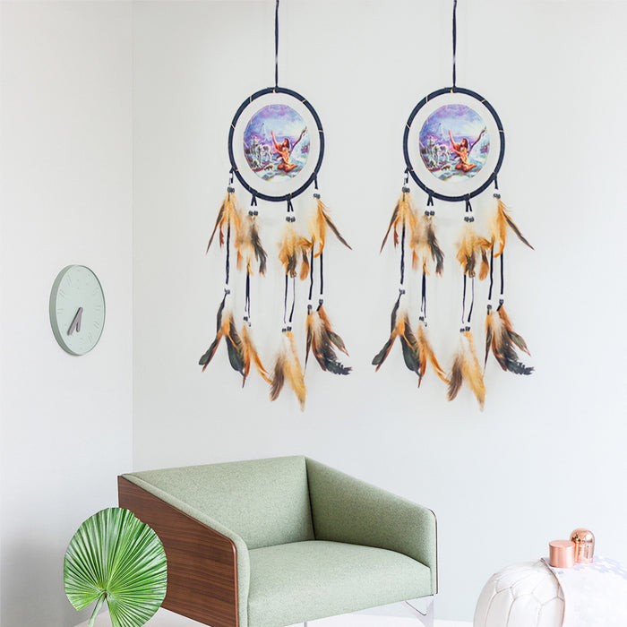 Jewelry WholesaleWholesale Indian Original Oil Painting Iron Ring Feather Dreamcatcher MOQ≥2 JDC-DC-BGN002 Dreamcatcher 布谷鸟 %variant_option1% %variant_option2% %variant_option3%  Factory Price JoyasDeChina Joyas De China