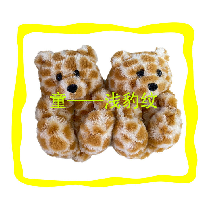 Wholesale teddy bear slippers children's teddy bear home slippers JDC-SP-BDL001