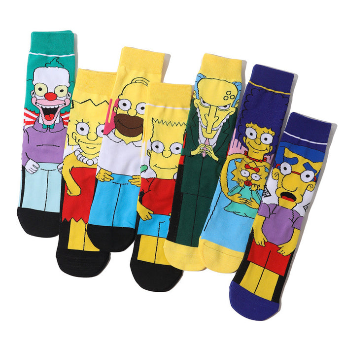 Wholesale socks fabric cartoon medium tube cute character (M) MOQ≥10 JDC-SK-HuiHe001