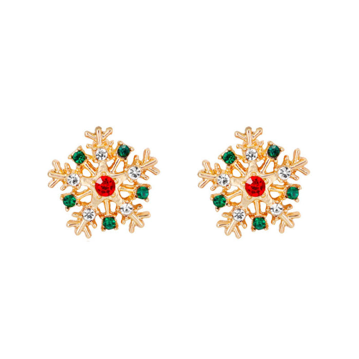 Wholesale Earrings Alloy Enamel Christmas Snowflake Elk Cane JDC-ES-LongX004