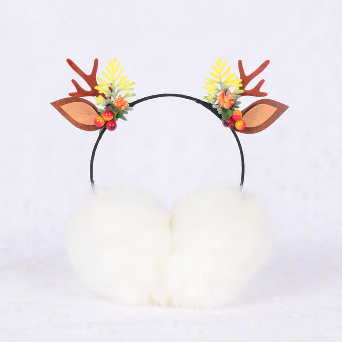 Wholesale Earmuffs Plush Warm Christmas Antler Berry JDC-EF-QingH002