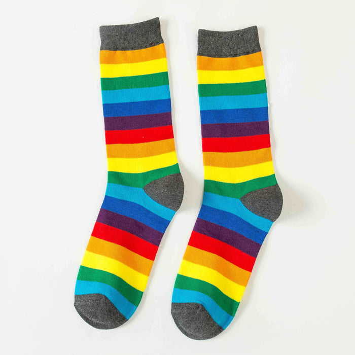 Wholesale Sock Cotton Rainbow Breathable Sweat Absorb MOQ≥3 JDC-SK-YWCX003