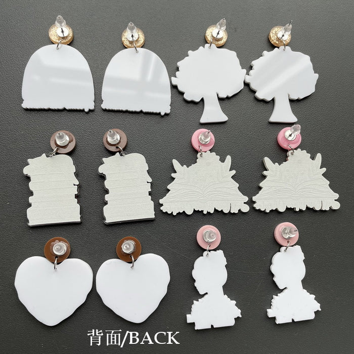 Wholesale acrylic tree rainbow cat teacher earrings MOQ≥2 JDC-ES-XUEP039