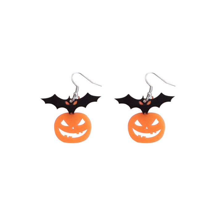 Wholesale Earrings Halloween Acrylic Bat Pumpkin MOQ≥2 JDC-ES-MOSHU034