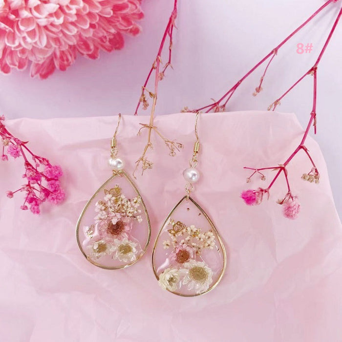 Jewelry WholesaleWholesale geometric natural rose pearl dried flower earrings JDC-ES-XuanY006 Earrings 宣妍 %variant_option1% %variant_option2% %variant_option3%  Factory Price JoyasDeChina Joyas De China