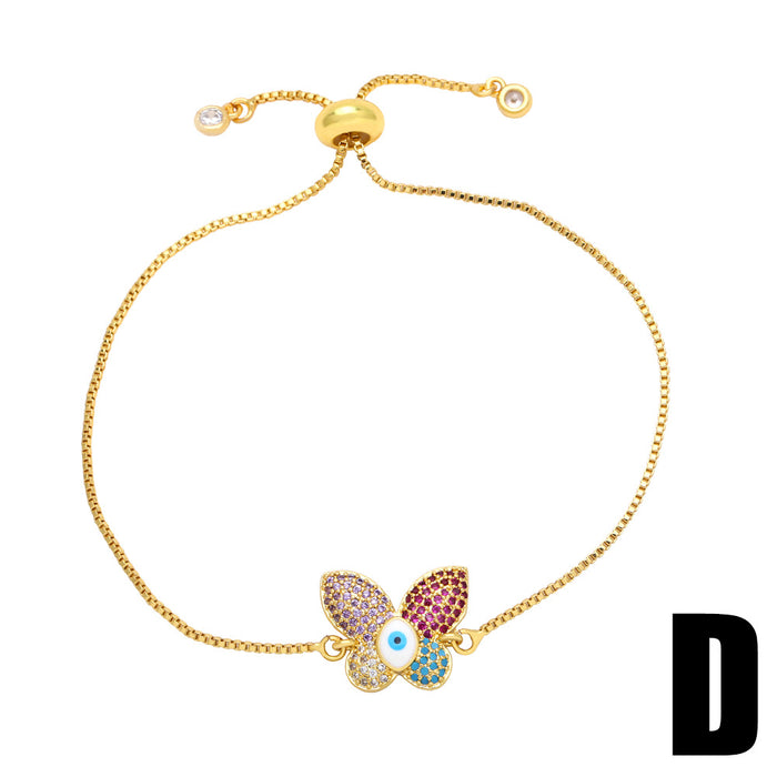 Wholesale Colored Zircon Seahorse Butterfly Copper Bracelet JDC-BT-AS124