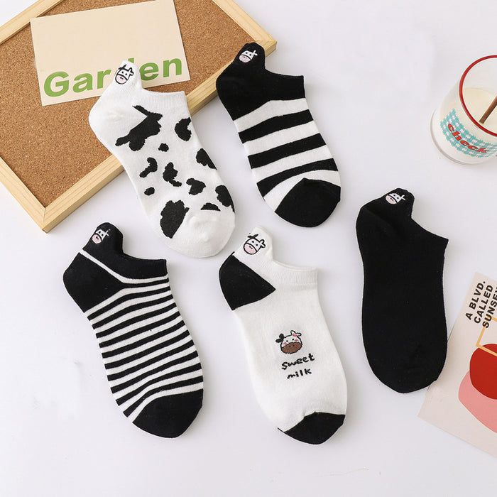 Wholesale Socks Cotton Cow Striped Short Socks MOQ≥5 JDC-SK-XiaoYi007