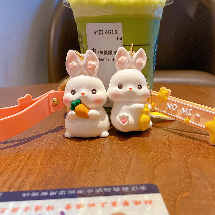 Wholesale Keychains For Backpacks genuine glutinous rice rabbit keychain pendant creative cute bunny couple MOQ≥2 JDC-KC-MSi021