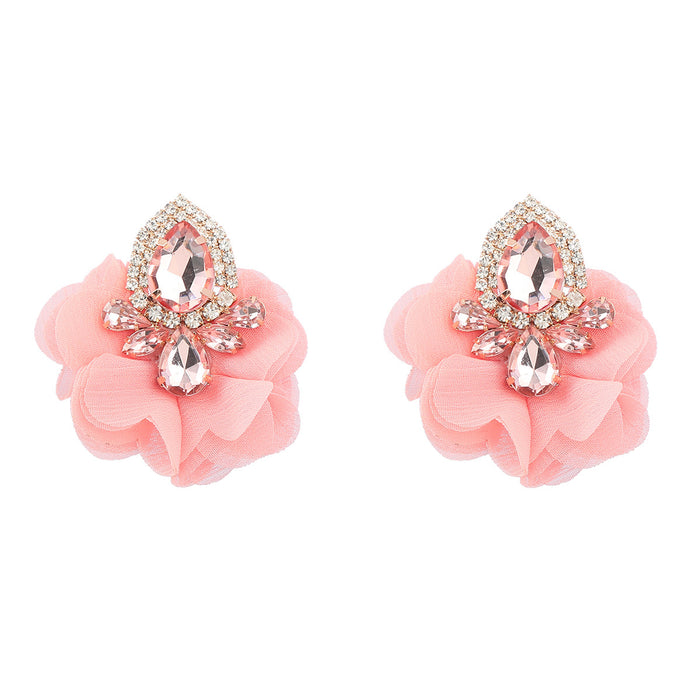 Wholesale Alloy Diamond Fabric Floral Earrings JDC-ES-JL991