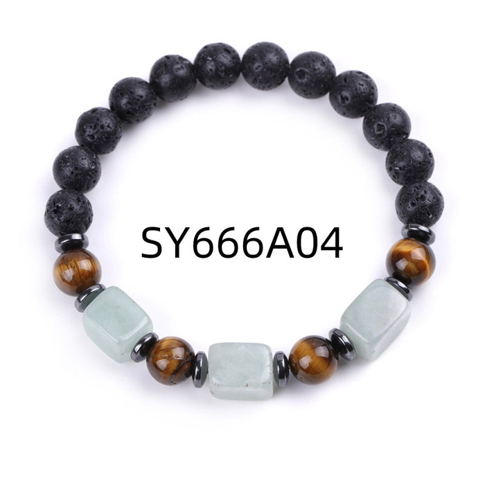 Wholesale Volcanic Stone Bracelet Square Agate Tiger Eye Beads MOQ≥2 JDC-BT-XIUHAO003