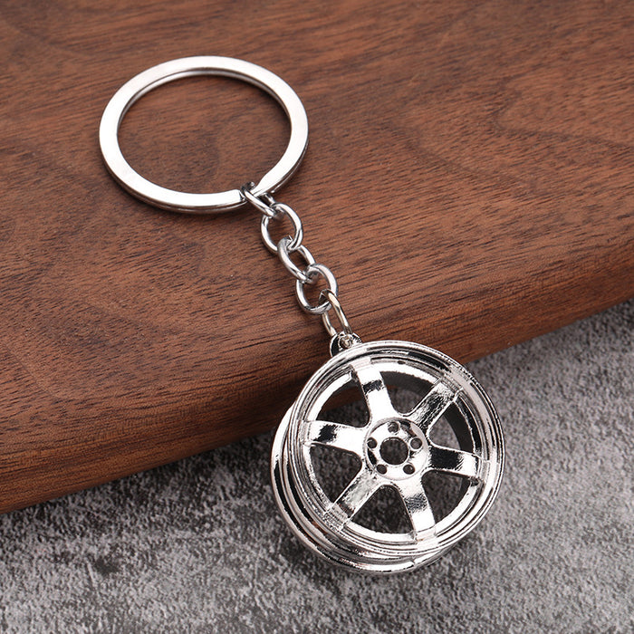 Wholesale three-dimensional car modification accessories wheel metal keychain JDC-KC-YiJ005