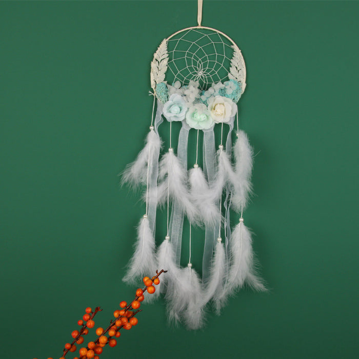 Wholesale Girl Preserved Flower Feather Ornament Dreamcatcher MOQ≥2 JDC-DC-FengH006