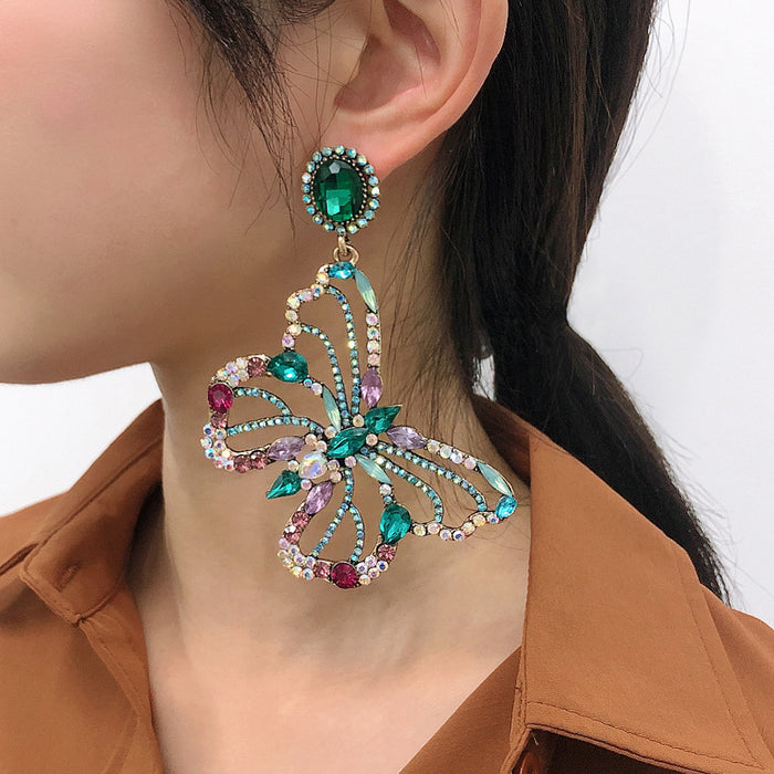 Wholesale Baroque Exaggerated Personality Butterfly Earrings JDC-ES-Qiandi009