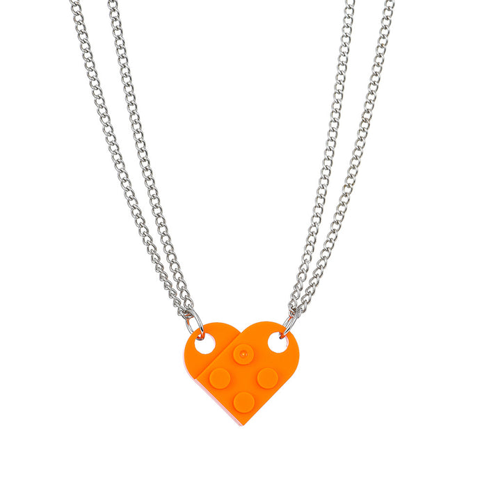 Wholesale Heart Necklace Can Splicing Split Block Pendant Necklace JDC-NE-YiD034