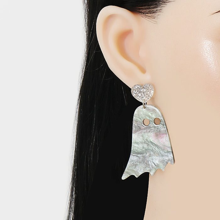 Wholesale Earrings Resin Ghost Ear Studs Halloween JDC-ES-JJ262