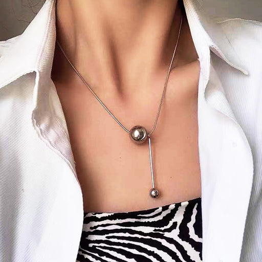 Jewelry WholesaleWholesale Metal Ball Pendant Necklace Long Sweater Chain JDC-NE-A111 Necklaces 妙雅 %variant_option1% %variant_option2% %variant_option3%  Factory Price JoyasDeChina Joyas De China