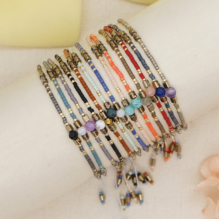 Wholesale Ethnic Miyuki Rice Bead Hand Woven Small Bracelet JDC-BT-GBH115