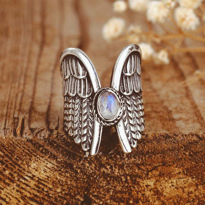 Jewelry WholesaleWholesale Wings Angel Wings Moonstone Alloy Rings JDC-RS-Saip018 Rings 赛蒲 %variant_option1% %variant_option2% %variant_option3%  Factory Price JoyasDeChina Joyas De China