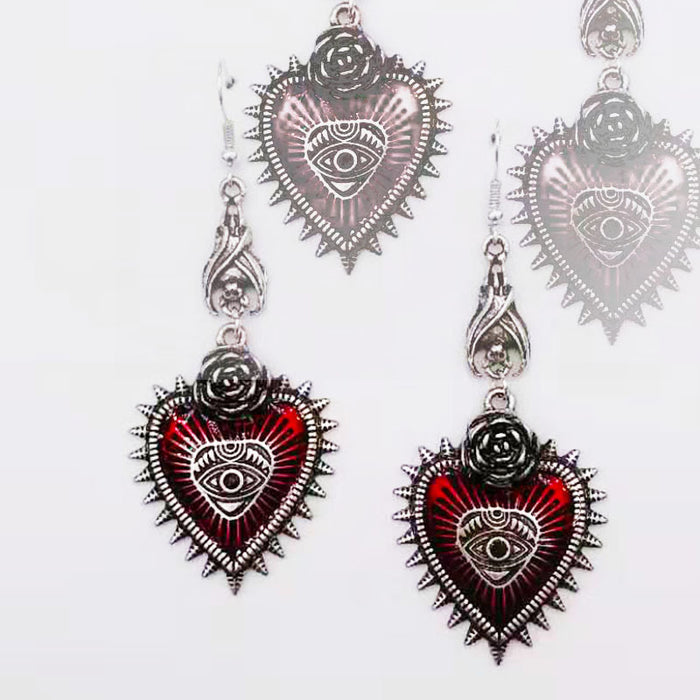 Jewelry WholesaleWholesale wild rose heart shape blood colored eye drop oil bat alloy stud earrings JDC-ES-YYFF002 Earrings 燕羽飞飞 %variant_option1% %variant_option2% %variant_option3%  Factory Price JoyasDeChina Joyas De China