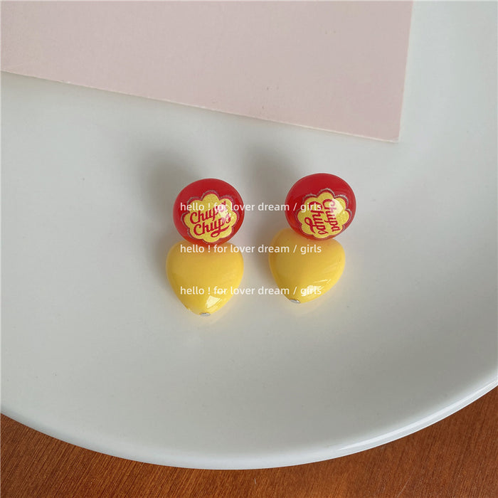 Wholesale candy color love earrings sweet and cute pink peach heart JDC-ES-Lfm015