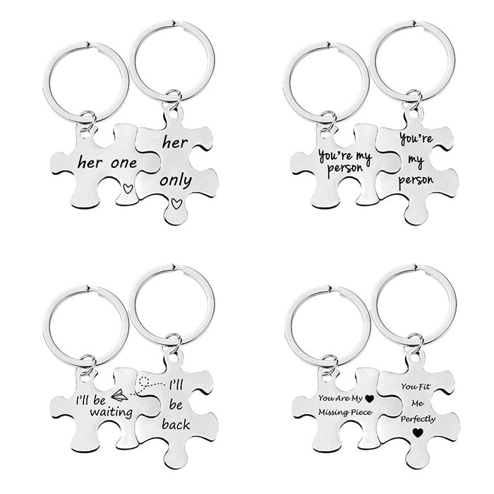 Jewelry WholesaleWholesale Stainless Steel Couple Puzzle Plating Metal Keychain JDC-KC-GangGu006 Keychains 钢古 %variant_option1% %variant_option2% %variant_option3%  Factory Price JoyasDeChina Joyas De China