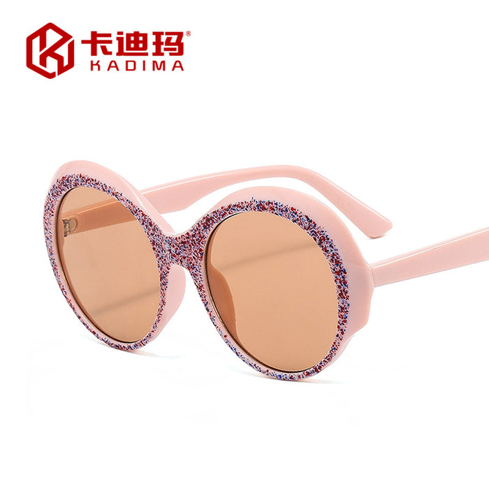 Wholesale Round Frame Printed Sunglasses Plain Face UV Protection JDC-SG-XIa025