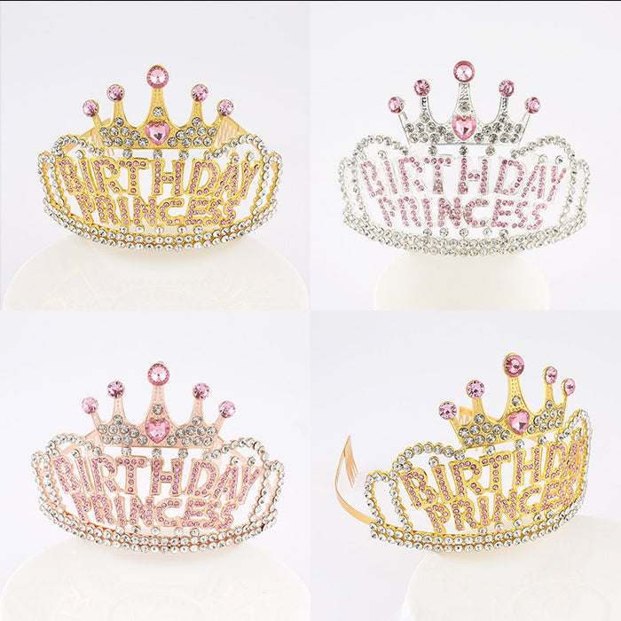 Jewelry WholesaleWholesale Birthday Crown Rhinestone Metal Headband MOQ≥2 JDC-HD-YCh008 Headband 一诚 %variant_option1% %variant_option2% %variant_option3%  Factory Price JoyasDeChina Joyas De China