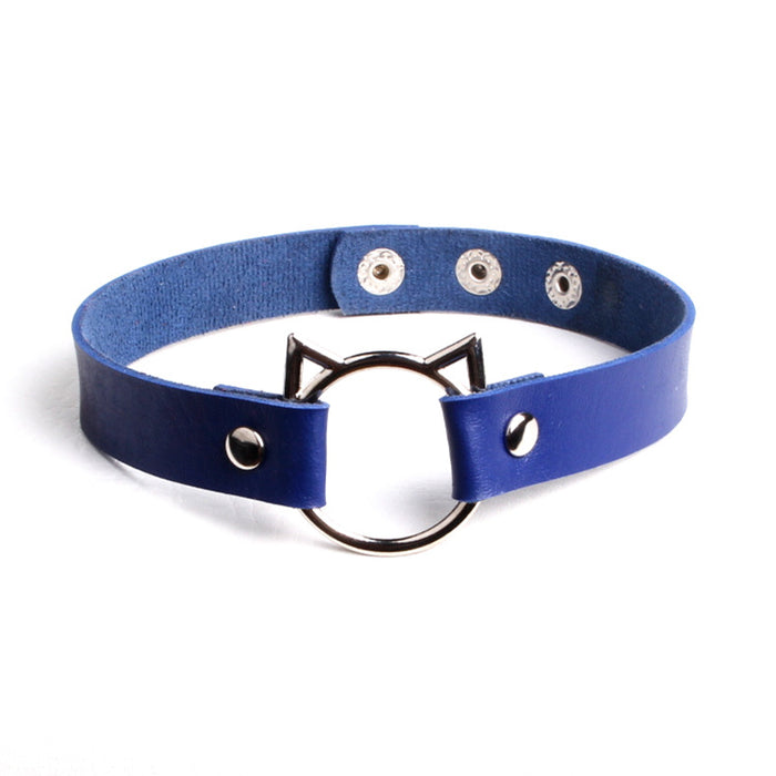 Wholesale trend cute cat head pu leather collar MOQ≥2 JDC-NE-HJ002