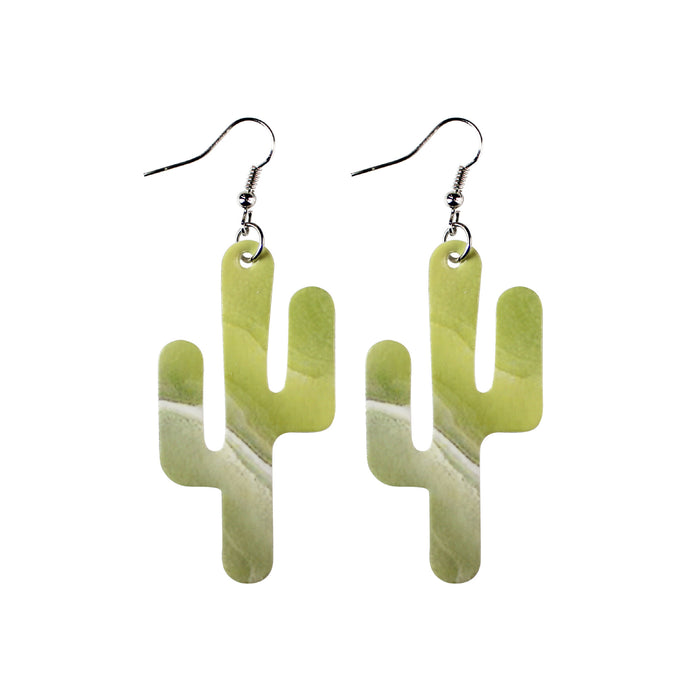 Wholesale Leather Earrings Southwest Popular Cactus Marble JDC-ES-dih005