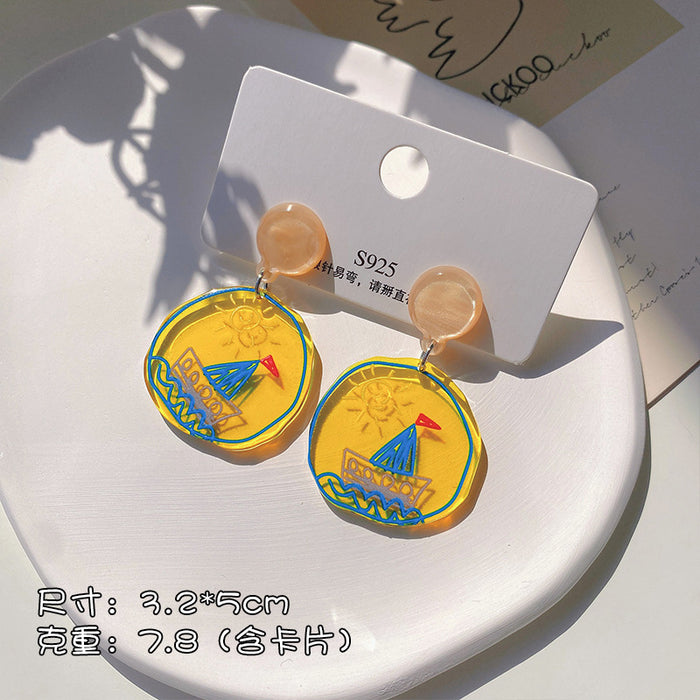 Jewelry WholesaleWholesale geometric candy color graffiti embossed stud stud earrings MOQ≥2 JDC-ES-XiaY002 Earrings 夏樱 %variant_option1% %variant_option2% %variant_option3%  Factory Price JoyasDeChina Joyas De China