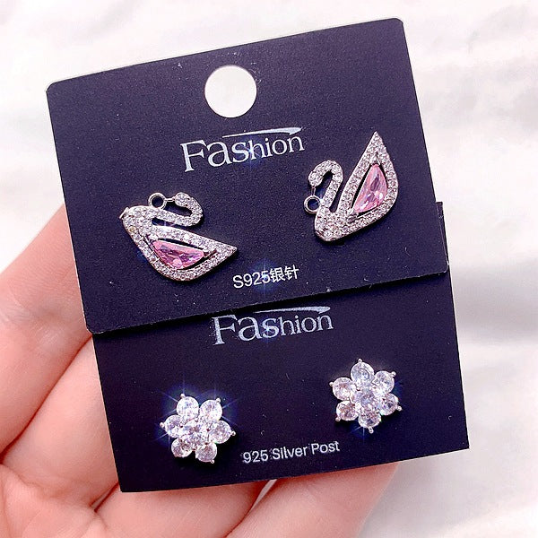 Wholesale Earrings Random 10 Pairs Micropaved Zircon Copper JDC-ES-Pabo002