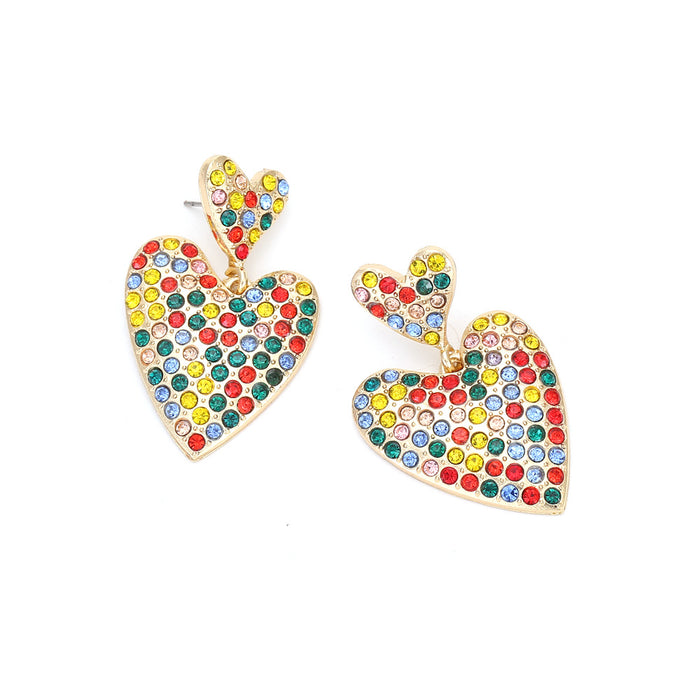 Jewelry WholesaleWholesale double layer fancy color diamond heart earrings JDC-ES-MY259 Earrings 曼茵 %variant_option1% %variant_option2% %variant_option3%  Factory Price JoyasDeChina Joyas De China