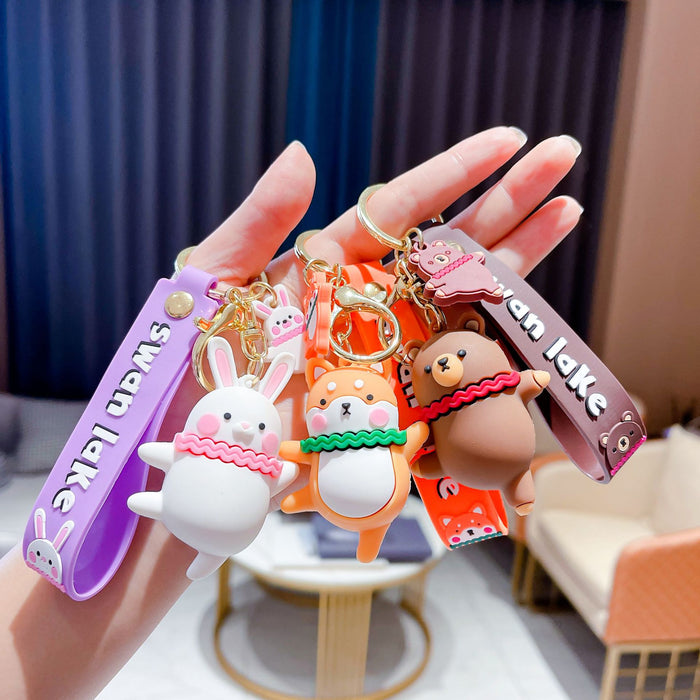 Wholesale Cute Ballet Bunny Keychain Creative Personality Cartoon Stereo Keychain MOQ≥2 JDC-KC-AnG017