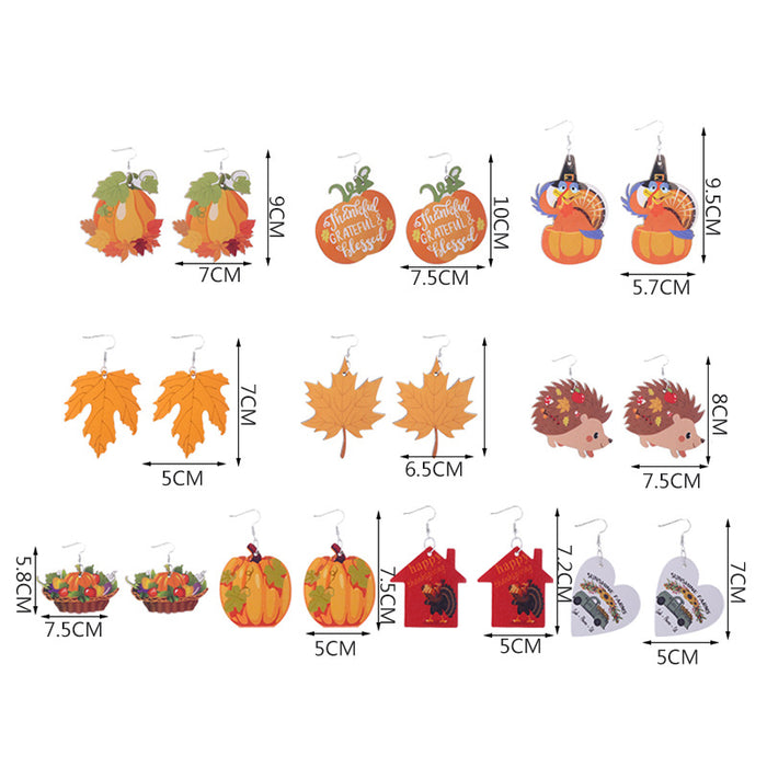 Wholesale Earrings Wooden Autumn Pumpkin Maple Leaf JDC-ES-ChTeng003