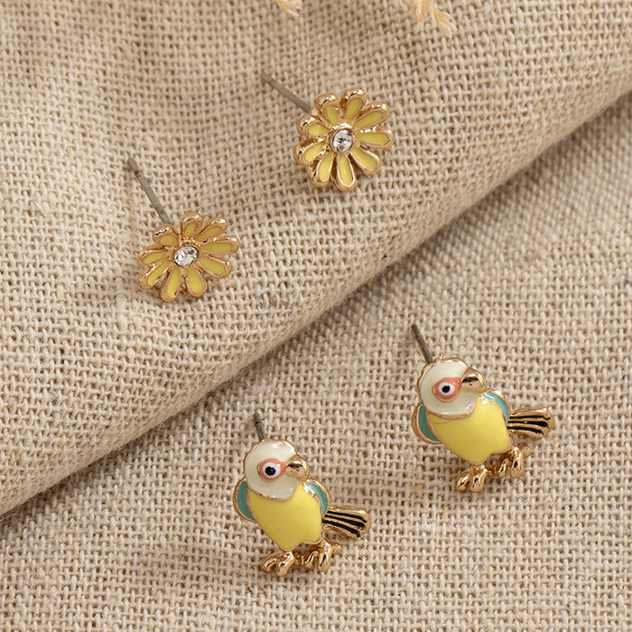 Wholesale Earrings Alloy Flower Bird MOQ≥2 JDC-ES-KaiQ046