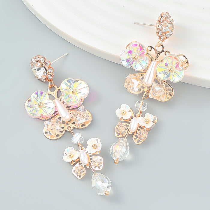 Wholesale Alloy Rhinestone Butterfly Flower Acrylic Earrings JDC-ES-JL1011