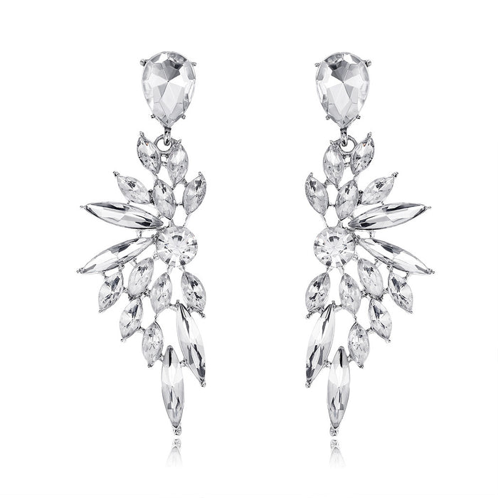 Wholesale Zinc Alloy Diamond Wings Acrylic Rhinestone Earrings MOQ≥3 JDC-ES-GSDB051