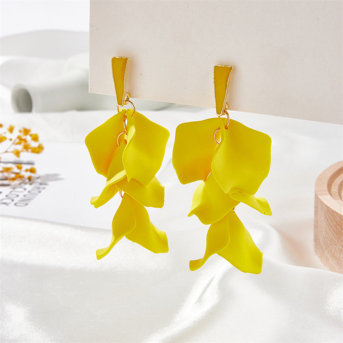 Wholesale 925 Silver Needle Candy Color Petal Acrylic Earrings MOQ≥2 JDC-ES-Jufa003