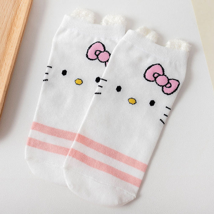 Wholesale socks three-dimensional ear socks summer cute cartoon pink cat shallow socks JDC-SK-CYu010