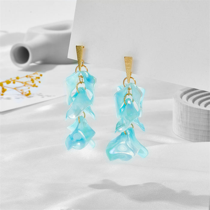 Wholesale Acrylic Exaggerated Petal Leaf Earrings MOQ≥2 JDC-ES-jufa005