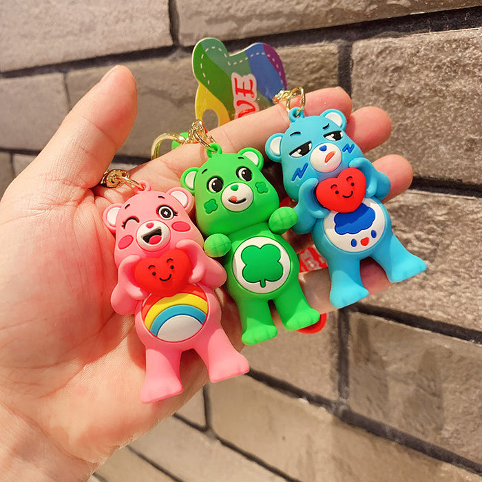 Wholesale Cartoon PVC Silicone Rainbow Bear Keychain (M) JDC-KC-JCai024