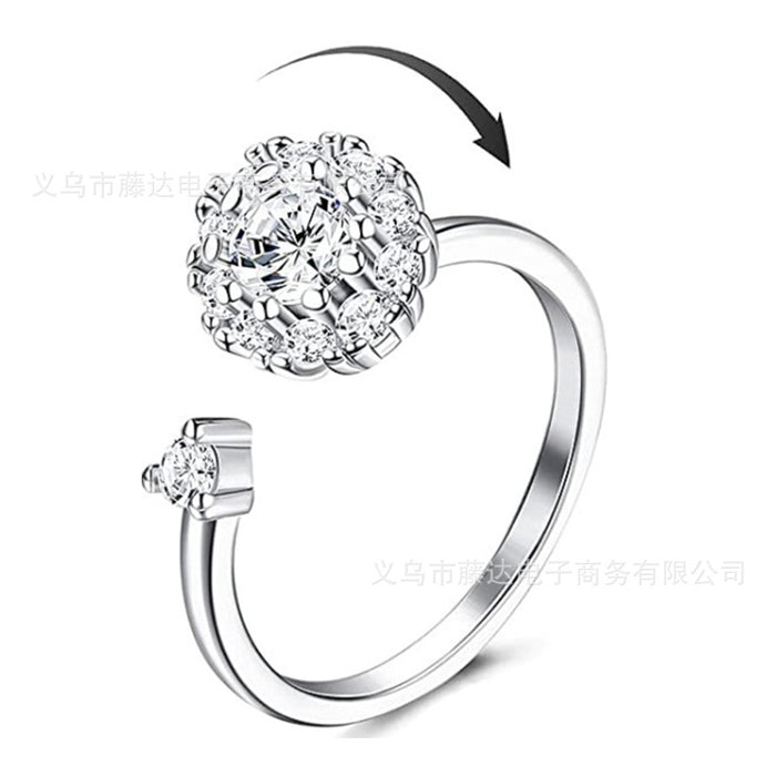 Wholesale Zircon Rotating Flower Small Bee Adjustable Copper Ring MOQ≥2 JDC-RS-TengD001