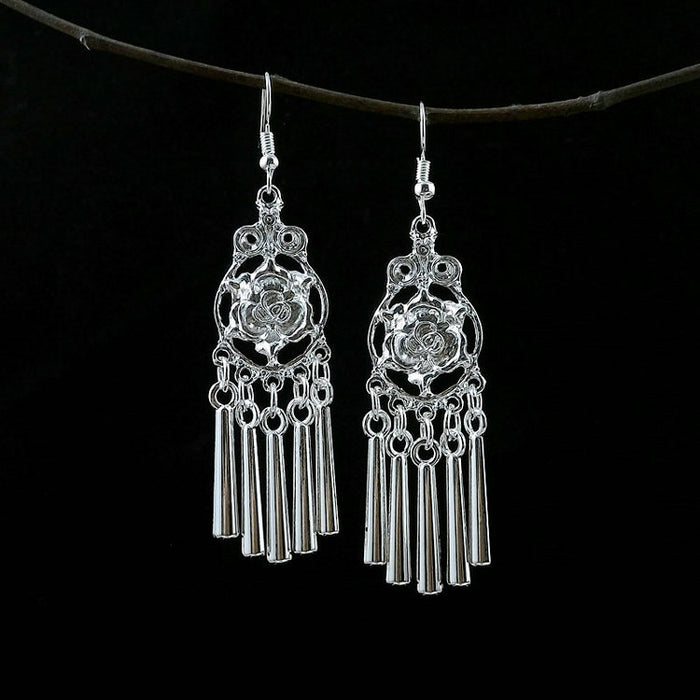 Wholesale Xingma Jewelry Boho Tibetan Silver Women's Earrings JDC-ES-Ylh002