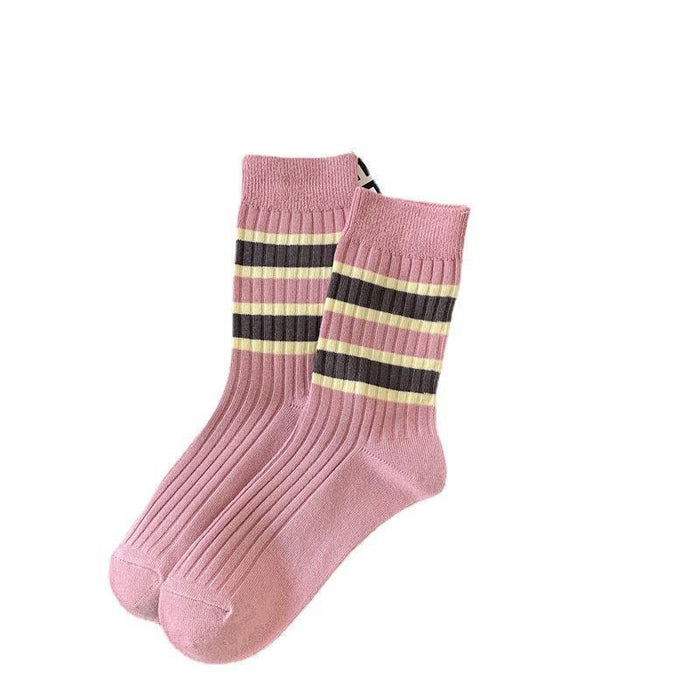 Wholesale Socks Cotton Coffee Striped Letter Socks JDC-SK-BingTao002