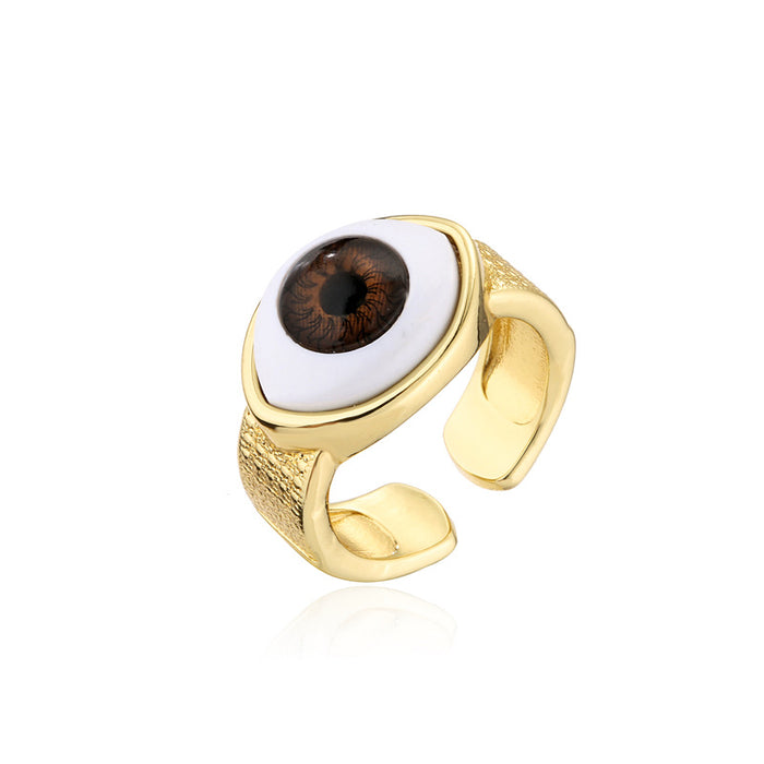 Wholesale Rings Copper 18K Gold Plated Devil's Eye Adjustable JDC-RS-PREMAG003