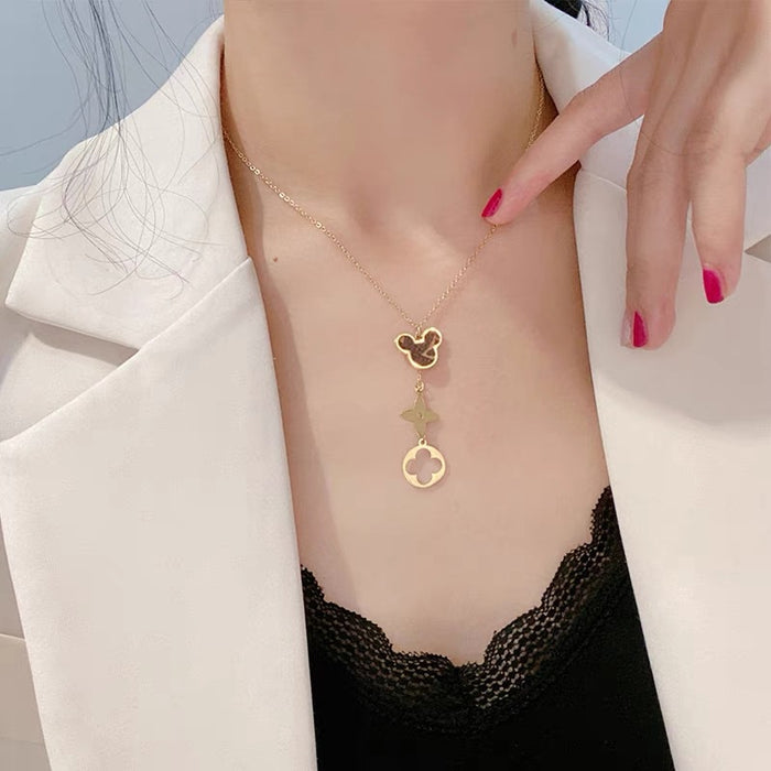 Jewelry WholesaleWholesale color preserving leather clavicle Clover Necklace (F)  JDC-NE-YIB002 Necklaces 伊贝 %variant_option1% %variant_option2% %variant_option3%  Factory Price JoyasDeChina Joyas De China