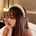 Jewelry WholesaleWholesale white pearl flannel hair band JDC-HD-BaoY001 Headband 宝钰 %variant_option1% %variant_option2% %variant_option3%  Factory Price JoyasDeChina Joyas De China